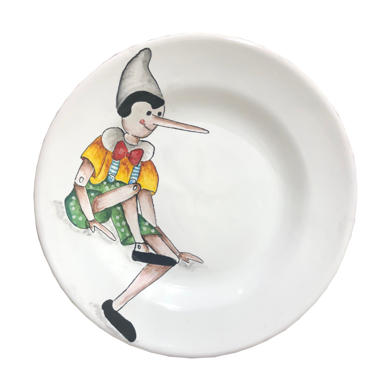 Piatto Dessert Diametro 22 cm - Pinocchio - La Ceramica di Elena Ricciardi  - San Gimignano